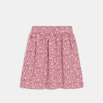 تنورة وردية اللون انسيابية مطبوع عليها صورة فهد، للفتيات